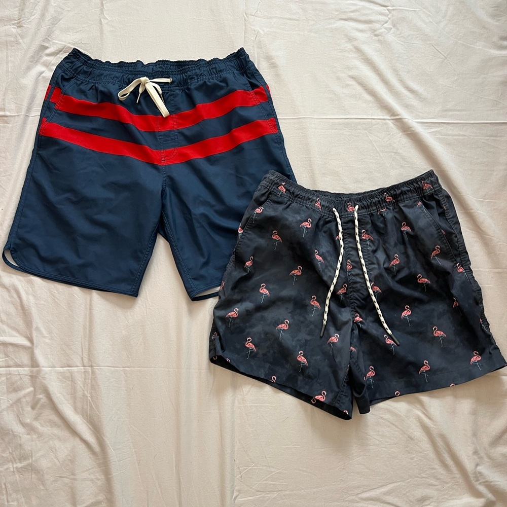 Men's Navy and Red Swim Shorts